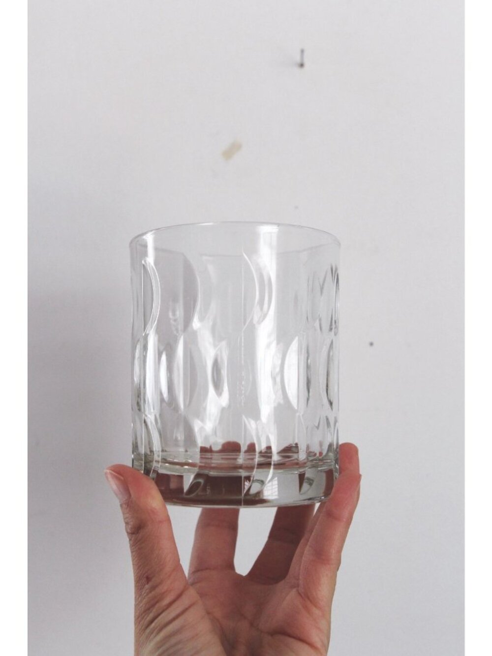 Vintage Clear Glass Tumblers Textured Wave, Crescent Moon or Half Moon Pattern, - Picture 4 of 5